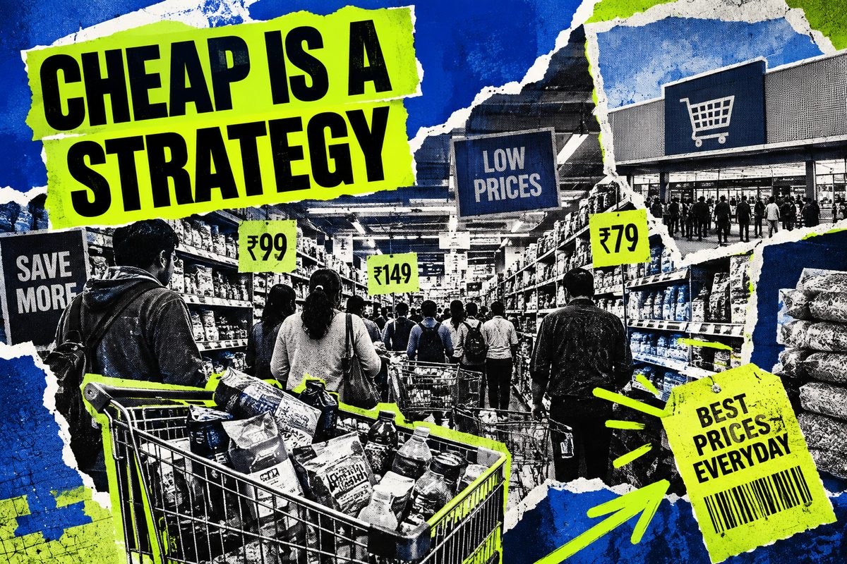 A shopping cart, illustrating low-cost retail