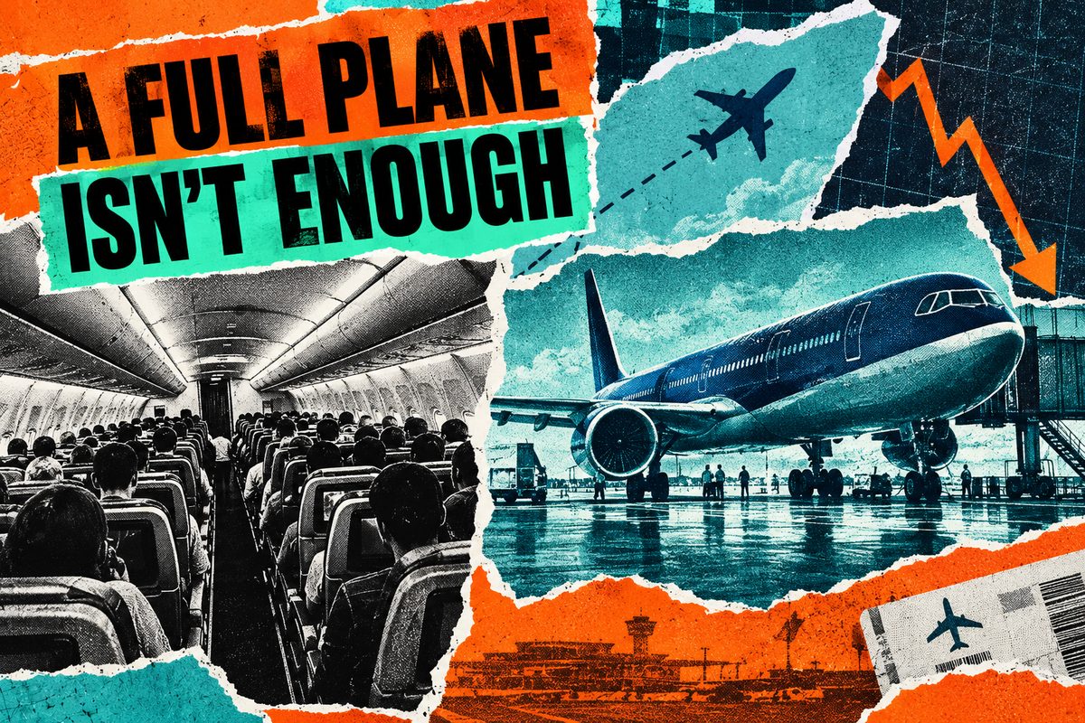 A stylised aircraft, illustrating airline economics